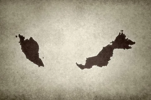 Map of Malaysia printed on a paper Stock Illustration
