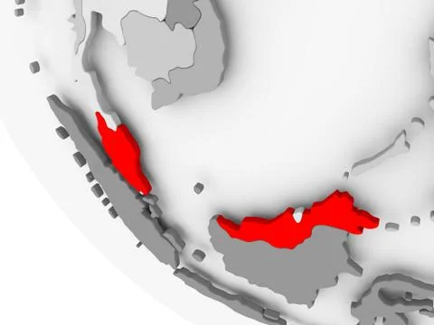Map of Malaysia in red Stock Illustration