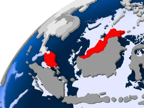 Map of Malaysia in red Stock Illustration