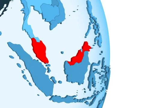 Map of Malaysia in red Stock Illustration