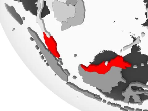 Map of Malaysia in red Stock Illustration