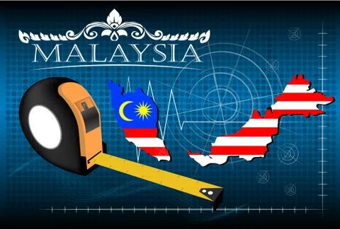 Map of Malaysia with ruler, vector. Stock Illustration