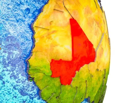 Map of Mali on 3D Earth Stock Illustration