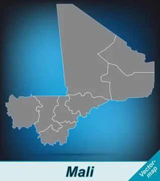 Map of mali with borders in bright gray Stock Illustration
