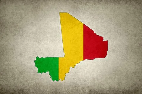 Map of Mali with its flag on a paper Stock Illustration