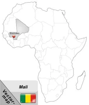 Map of mali with main cities in gray Stock Illustration