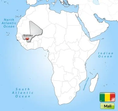 Map of mali with main cities in gray Stock Illustration
