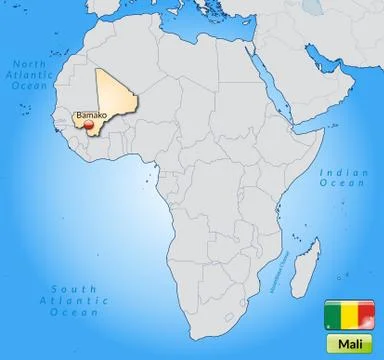 Map of mali with main cities in pastel orange Stock Illustration