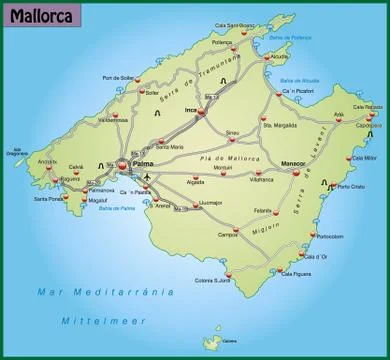Map of mallorca Stock Illustration