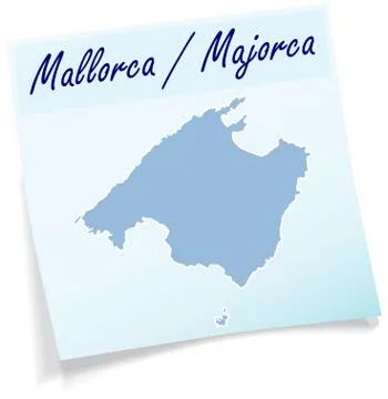 Map of mallorca as sticky note Stock Illustration
