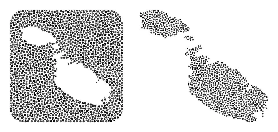 Map of Malta - Dot Collage with Stencil Stock Illustration