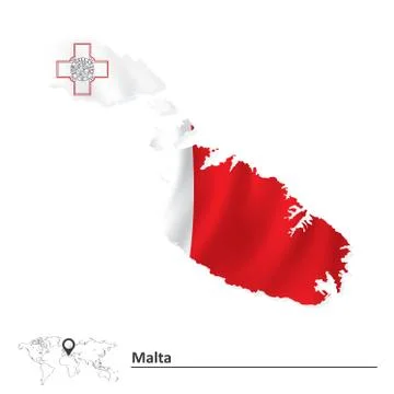 Map of Malta with flag Stock Illustration
