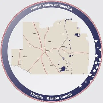 Map of Marion County in Florida Stock Illustration