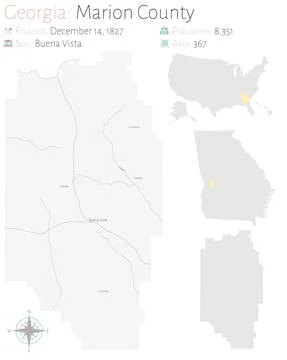 Map of Marion County in Georgia Stock Illustration