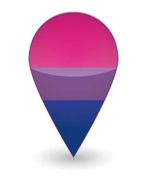 Map mark with a bisexual pride flag 스톡 일러스트