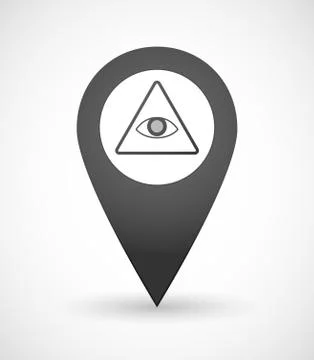 Map mark icon with an All Seeing Eye sign Stock Illustration