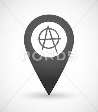 Map mark icon with an anarchy sign ~ Clip Art #48956119