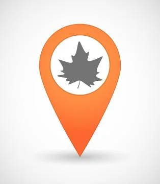 Map mark icon with an autumn leaf tree Stock Illustration