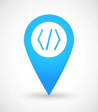 Map mark icon with a code sign Stock Illustration