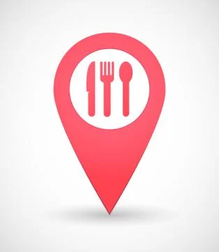 Map mark icon with cutlery Stock Illustration
