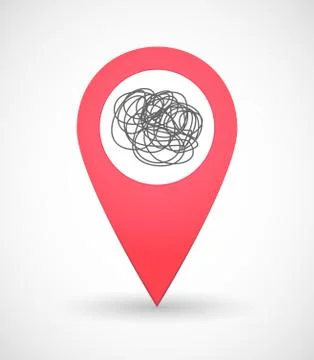 Map mark icon with a doodle Illustrazione stock