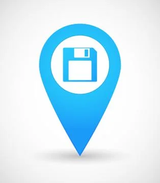 Map mark icon with a floppy disk Stock Illustration