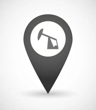 Map mark icon with a horsehead pump Stock Illustration
