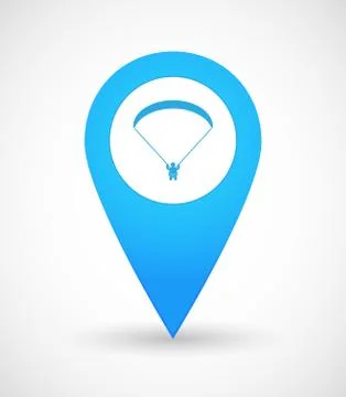 Map mark icon with a paraglider Illustrazione stock
