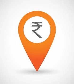 Map mark icon with a rupee sign イラスト素材