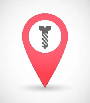 Map mark icon with a screw Ilustración de archivo
