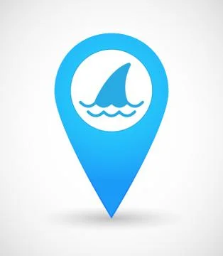 Map mark icon with a shark fin Stock Illustration