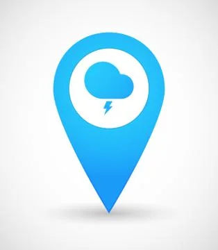 Map mark icon with a storm cloud Illustrazione stock