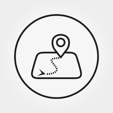 Map with mark of location, initial and final destination. Stock Illustration