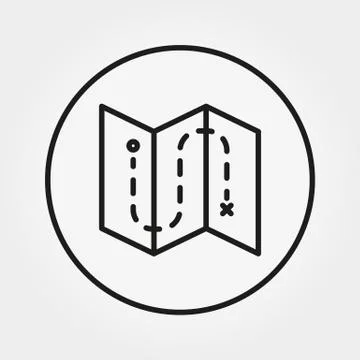 Map with mark of location, initial and final destination. Stock Illustration