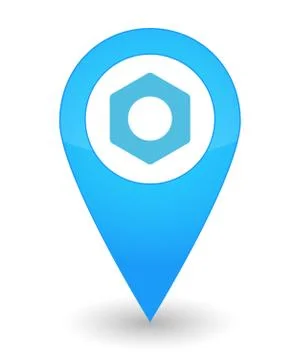Map mark with a nut icon Illustrazione stock