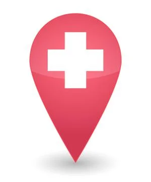 Map mark with the swiss flag Illustrazione stock