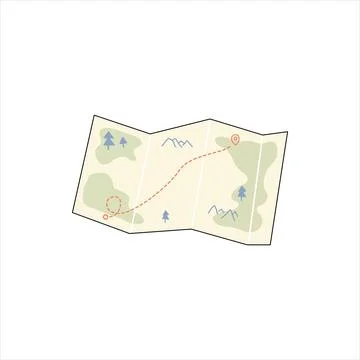 Map with marked travel route. Navigation and direction. Travel and tourism Stock Illustration