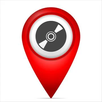 Map marker with CD symbol Stock Illustration