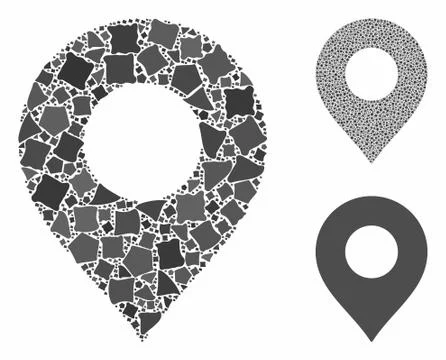 Map marker Composition Icon of Uneven Parts Illustrazione stock