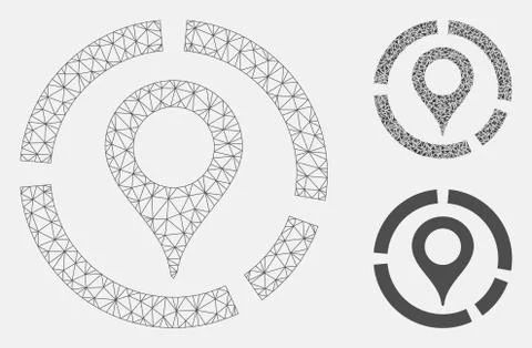 Map Marker Diagram Vector Mesh Network Model and Triangle Mosaic Icon Stockillustratie