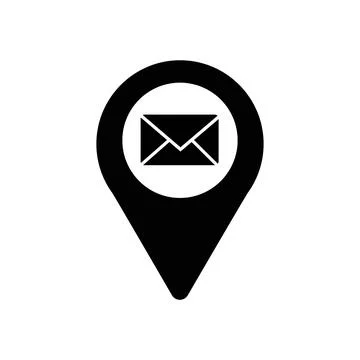 Map marker with Envelope icon, map pin, GPS location symbol, vector illustrat Stock Illustration