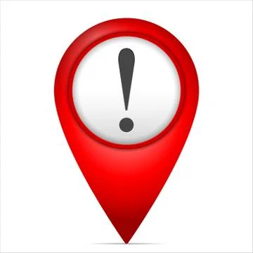 Map marker with exclamation symbol Illustrazione stock