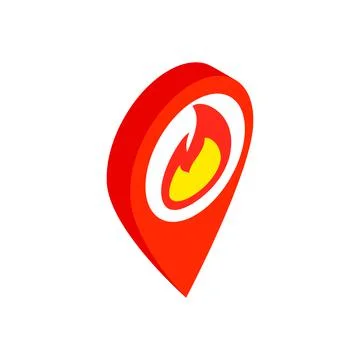 Map marker with a flame isometric 3d icon Stock Illustration