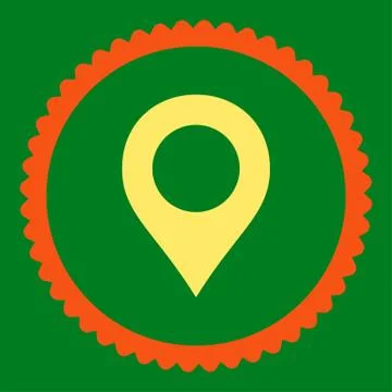 Map Marker flat orange and yellow colors round stamp icon Stock Illustration