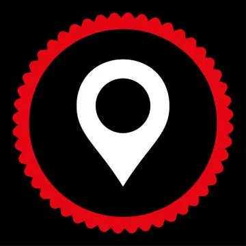 Map Marker flat red and white colors round stamp icon Stock Illustration