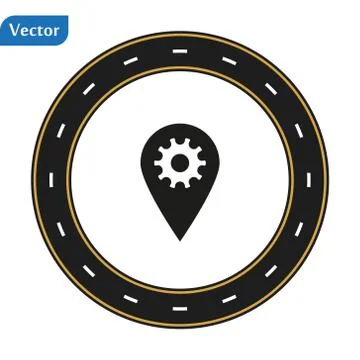 Map marker gear icon, map pin. Road icon. Eps10 Stock Illustration