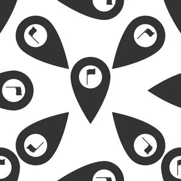 Map marker with a golf flag icon pattern on white background. Vector Stock Illustration