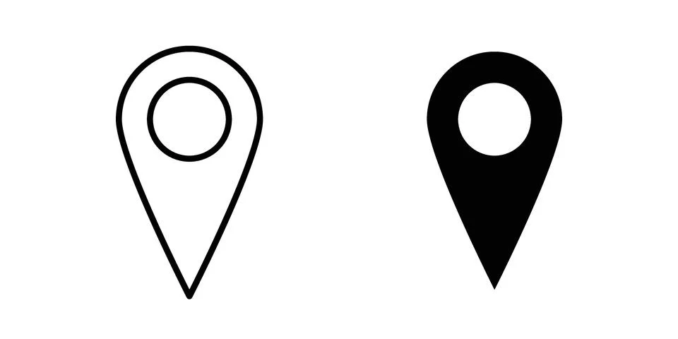 Map marker icon black vector isolated on white Stock Illustration