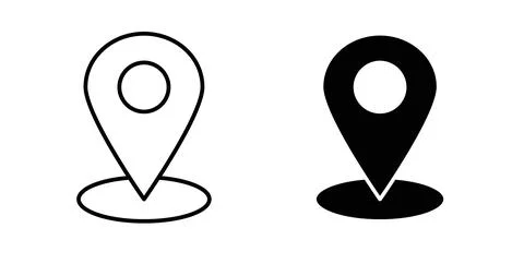 Map marker icon collection in black, Line icons, flat symbols Stock Illustration