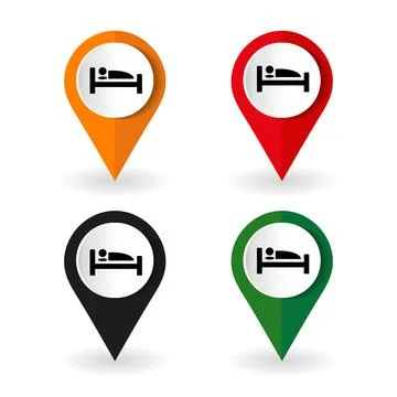 Map marker with icon of a hotel vector illustration Stock Illustration